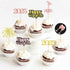 24 Pcs Glitter Rose Gold and Gold Happy New Year Cupcake Toppers 2025 Rose Gold,Gold and Black Cupcake topper Cheers to 2025 Cake Picks for New Ye...