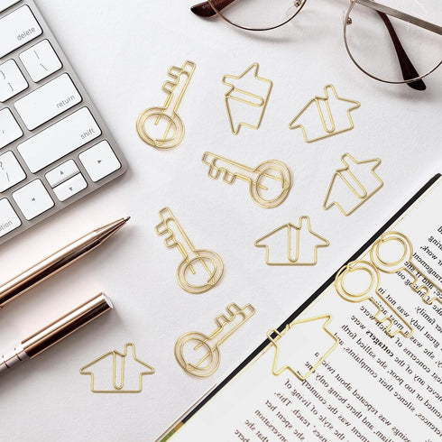 120 Pcs Paper Clips Set, 60 Pcs House Shaped Paper Clips and 60 Pcs Key Shaped Paper Clips for Office, Home, Gifts for Real Estate Agents and Real...