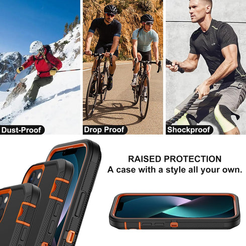 Annymall for iPhone 13 Case with 2 Screen Protector,Shockproof Drop Protection Full Body Heavy Duty 3 Layer Military Rugged Durable Phone Cover fo...