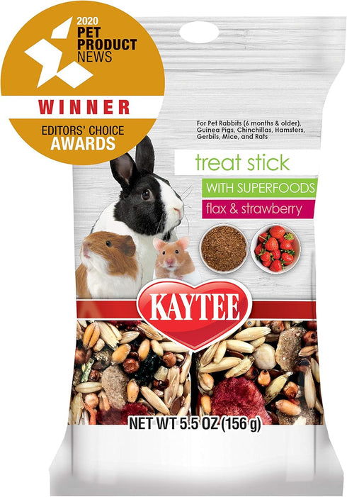 Kaytee Small Animal Treat Stick with Superfoods, Strawberry & Flax Seed, 5.5 oz...