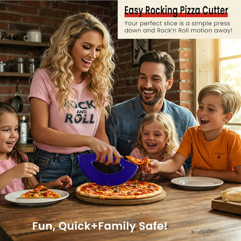 Rock'n Roll Pizza Cutter, Plastic, Non-Stick, Rocking, 9 inch, Easy Clean, Dishwasher Safe, Handheld Pizza Slicer, Easier Slicing Tool, Baking, Pa...
