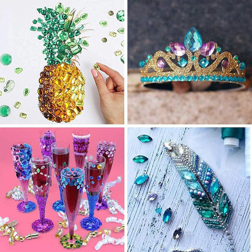 1200 Pcs Acrylic Flatback Rhinestones,12 Different Shape Gems for DIY Craft Jewels Gemstone Wedding Birthday Decoration (6-13mm) (Acrylic)...