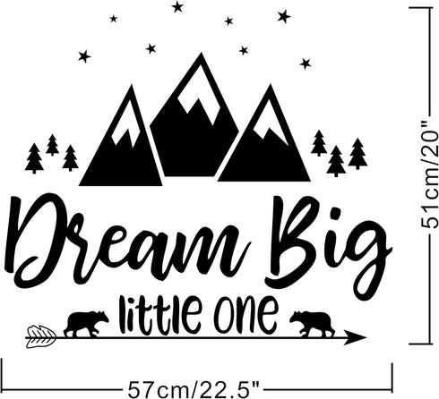 Dream Big Little One Quote Wall Decals, Nursery Wall Decals, Quote Decal, Woodland Wall Stickers, Vinyl Wall Decals for Children Baby Kids Boys Be...