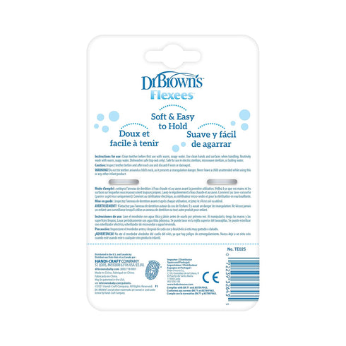 Dr. Brown's Flexees Beaded Teether Rings, 100% Silicone, Soft & Easy to Hold, Encourages Self-Soothe, 3 Pack, Black, White, Gray, BPA Free, 3m+...