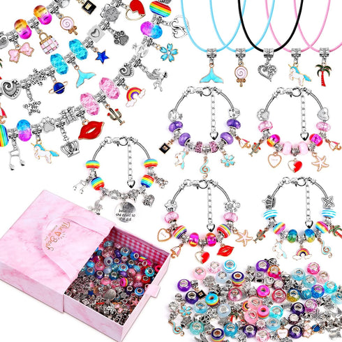 Mckanti 150 Pieces Charm Bracelet Making Kit for Girls, Charm Bracelets Jewelry Making Kit with Beads Bracelets Charms Necklace DIY Crafts Gifts S...