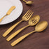 Serving Utensils Set, Matte Gold 5-Piece Hostess Set, Stainless Steel Silverware Flatware Cutlery Serving Set, Satin Finish, Dishwasher Safe...