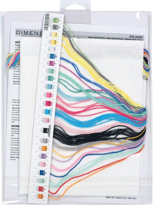 Dimensions New York and Paris Counted Cross Stitch Set, 5" x 7", 14 Cnt. White Aida...