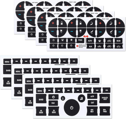 PAGOW 8 Sheets Replacement AC Dash Button Repair Sticker for Chevy SUV Fixing Ruined Faded Control Radio Decal Truck Accessories,2 Styles...