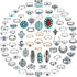 78 Pcs Vintage Turquoise Rings Set Women Western Rings Bohemian Silver Oval Gemstone Rings Boho Joint Knuckle Rings Midi Stacking Rings for Women...