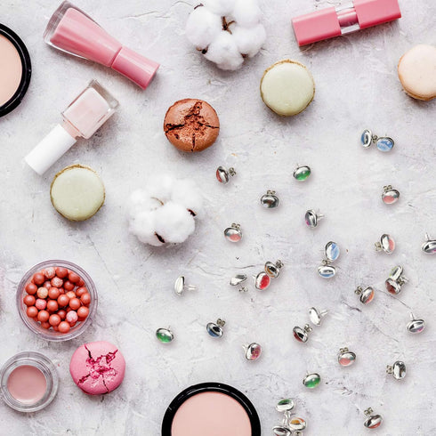 200 Pieces Stud Earring Kit, Including 50 Pieces 12 mm Stainless Steel Blank Stud 50 Rubber Back, 50 Pieces 12 mm Clear Glass Cabochons 50 Stainle...