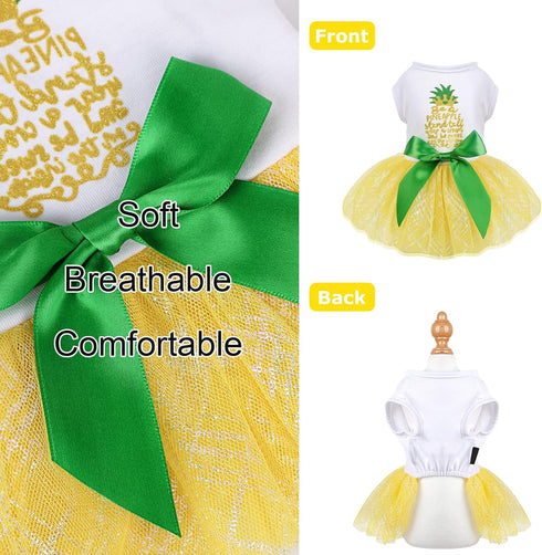 Dog Dresses for Small Medium Dogs Girl Pineapple Mesh Dress Dog Outfit, Summer Tutu Dog Dresses Cat Apparel, Cute Pet Puppy Clothing Doggie Outfit...