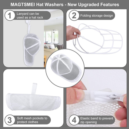 Hat Washer for Baseball Caps, 1Pack Hat Cleaner for Baseball Caps, Hat Storage Hat Holder cage for Dishwasher, Foldable Washing Hat Rack Protector...