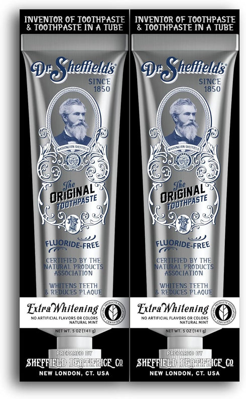 Dr. Sheffield’s Certified Natural Toothpaste (Extra-Whitening) - Great Tasting, Fluoride Free Toothpaste/Freshen Your Breath, Whiten Your Teeth, R...