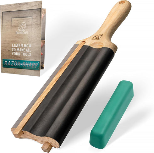 BeaverCraft LS5P1 Wood Carving Strop Wood Carving Gouge Hook Knife Sharpening Honing Tools Strop Stropping Kit Leather Paddle Strop Spoon Carving ...