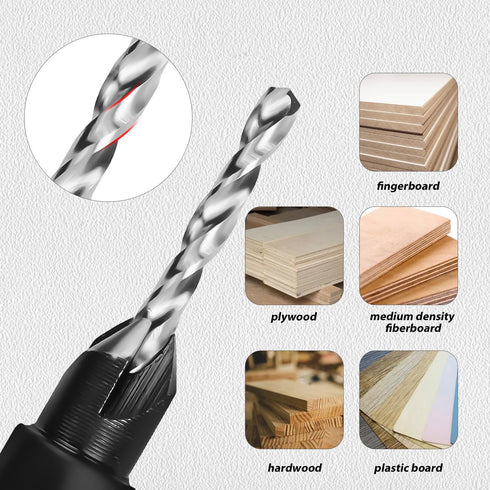 7pcs Countersink Drill Bit Set, Counter Sink Drill Bit for Wood with Wrenches Woodworking Countersink Bit for #6#8#10#12#16 Screws in Hard Wood Pl...