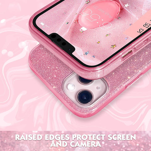 MILPROX Compatible with iPhone 14 Case (2022), Glitter Sparkly Shiny Bling Rubber Gel Shell Cases 3 Layers Shockproof Protective Bumper Cover for ...