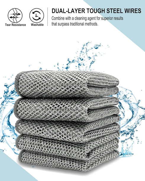 Wire Cleaning Dishwash Cloth - Kitchen Washcloths for Washing Dishes, Multipurpose Wire Dishwashing Rags for Wet, Dry, Easy Rinsing, Reusable?Pack...
