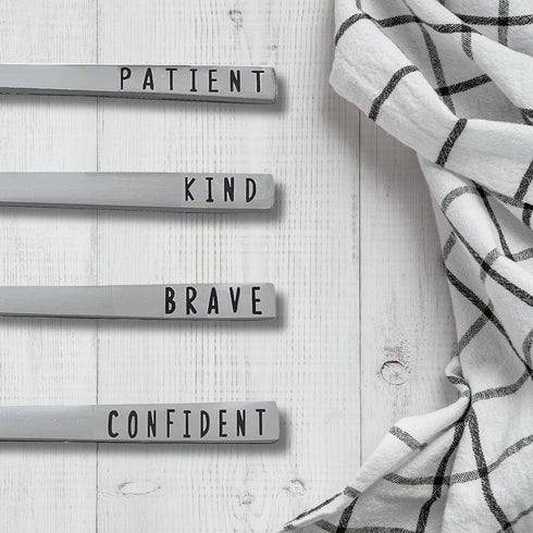 Emotions Utensil Set for Kids (4pcs) Stainless Steel Engraved with Motivational Words to Encourage Eating | Ages 2+ | Child Flatware Cutlery Set |...