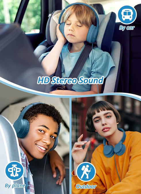 DyBaxa Kids Headphones Wired, Foldable On Ear Headset, Volume Limiter 94dB, Over-Ear Headphones for Kids School Online Classes Travel Children, 3....