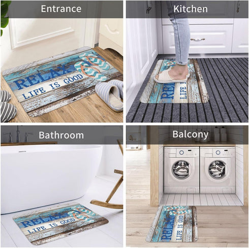 Beach Nautical Old Planks Coastal Ocean Relax Fun Indoor Door Mat Non-Slip Home Bath Room Decoration Mat Rug Housewarming Gift 23.6in*15.7in...