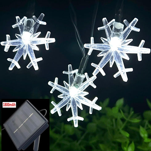 Solar Christmas String Lights Outdoor Waterproof 30 LED 20Feet Solar Snowflake Christmas Fairy Lights Decorations with 8 Lighting Modes for Garden...