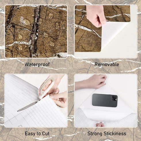 Brown Marble Contact Paper for Countertops Peel and Stick Wallpaper for Kitchen Cabinets Glossy Granite Counter Top Self Adhesive Marble Wall Pape...