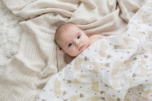 lulujo Baby 100% Cotton Muslin Swaddle Blanket, 47 x 47-Inches, Modern Llama (LJ464)...