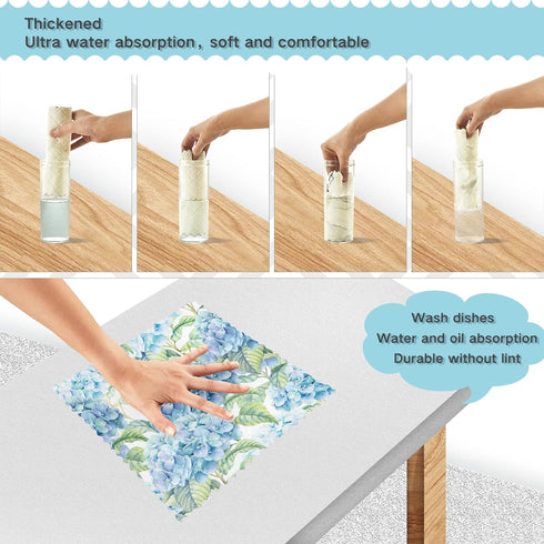 ALAZA Dish Towels Kitchen Cleaning Cloths pring Hydrangea Flowers Watercolor Dish Cloths Super Absorbent Kitchen Towels Lint Free Bar Tea Soft Tow...