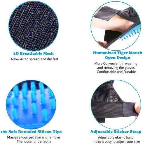 Pet Grooming Glove - Gentle Deshedding Brush Glove - Efficient Pet Hair Remover Mitt - Massage Tool with Enhanced Five Finger Design - Perfect for...