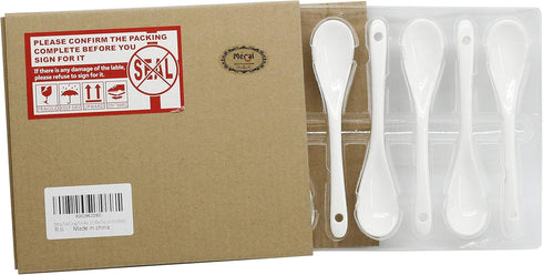 5 inch long White Porcelain Egg Spoons for Dessert Coffee Tea,Set of 6...