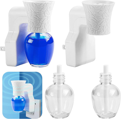 2 Pack WallFlower Fragrance Oil Plug in Diffuser- Wall Fragrance Diffuser Plug- Rotary Plug Design Wallflowers Diffuser with 2 Empty Bottles for H...