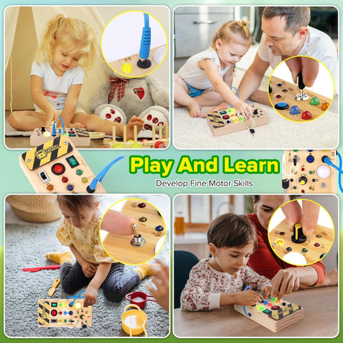 Montessori Busy Board,Montessori Toys for 1-3 Years Old,Baby Sensory Board,Preschool Learning Activities,Wooden Toys for Toddler,Christmas & Birth...