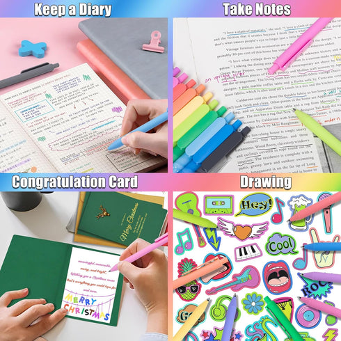 Gel Pens 12 Colors Retractable Quick Dry Ink Pens Fine Point 0.7mm, Smoooth Writing Pens Multicolor for Journaling, Drawing, Doodling, and Note Ta...