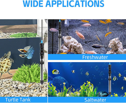 AQUANEAT Aquarium Heater, 50W Fish Tank Heater, Adjustable Submersible Water Thermostat with Thermometer...