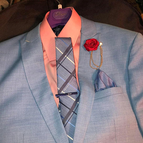4pcs Rose Lapel Brooch with Hanging Chain, Handmade Rose Flower Brooch Badge Tassel Chain Men's Suit Accessories...