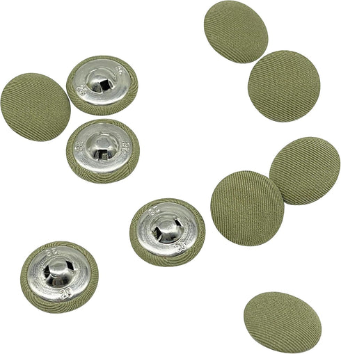 Green Fabric Cloth Covered with Metal Shank Round Buttons for Suits Gowns Blouses Shirts DIY Sewing 18mm(3/4 Inch) 10Pc...