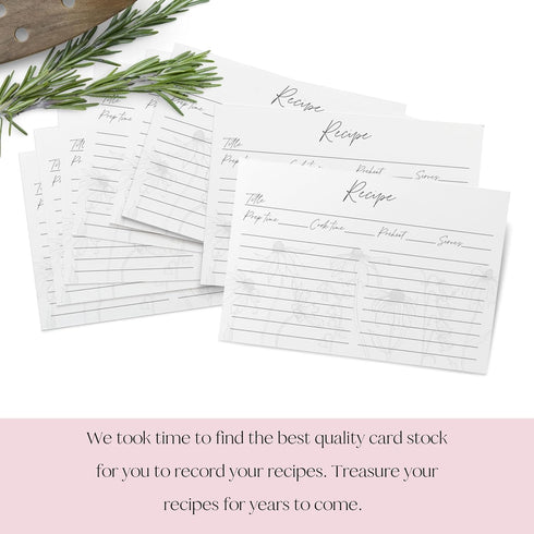 Recipe Cards 4x6 Set of 50 Floral 4x6 Recipe Cards - Thick Pure White Cardstock Recipe Organizer - Easy to Write On Recipe Cards For Bridal Shower...