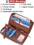 YZAOLL Women's Zip-Around Wristlet Wallet with RFID-Blocking Proteceion Large Capacity PU Leather Cards Holder with Checkbook Passport Slots,Brown...