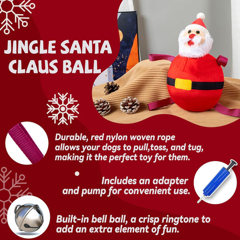 Christmas Dog Toys - Santa Claus Toys for Dog, Dog, Jingle and Rope Santa Xmas Toy for Small Medium Large Puppy, Tug of War & Fetch Play...
