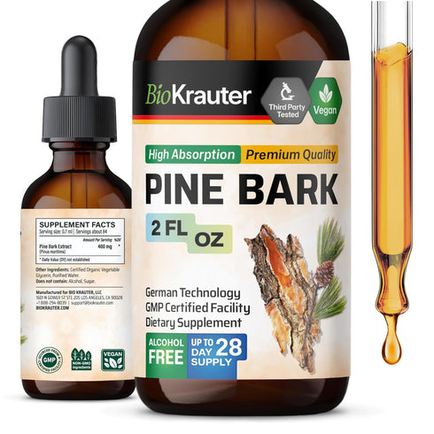 Pine Bark Extracts Tincture - Rich in Antioxidants Liquid Supplement - 400 mg Organic French Maritime Pine Bark Extract Drops - Vegan, Alcohol & S...