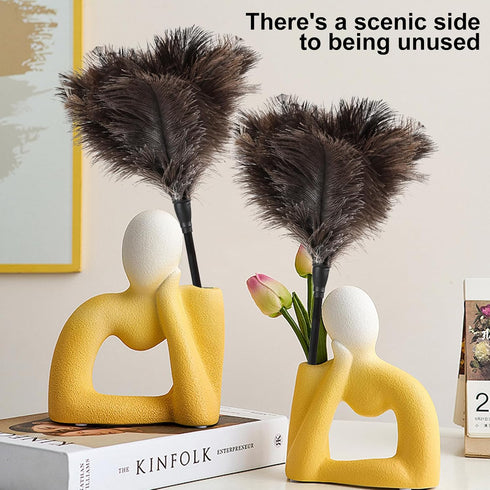 Ostrich Feather Duster Mini Feathers Dusters Natural Fluffy Soft with Plastic Handle and Eco-Friendly Washable Reusable Handheld for Cleaning Hous...