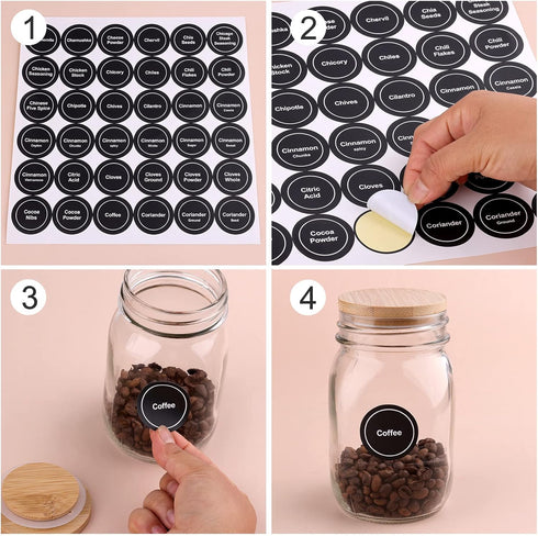 SAVITA 432pcs 3.5cm Spice Labels Stickers, Round Preprinted Spice Labels Waterproof Spice Jar Label Spice Labels Spice Containers Labels Seasoning...