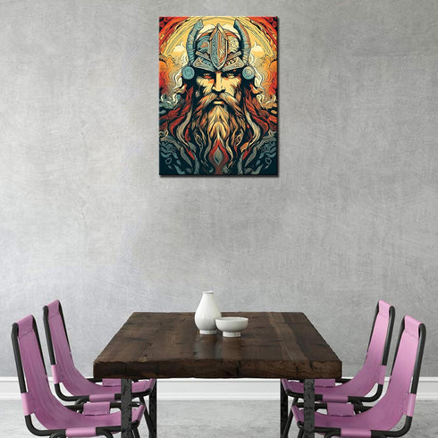 Medieval Vikings Pictures for Living Room Graffitic Warrior Paintings 5 Piece Canvas Wall Valkyrie Valiant Artwork Nordics House Decor Wooden Fram...