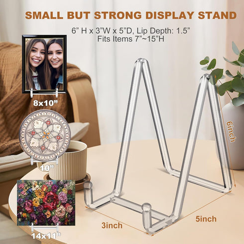 Plate Stands for Display 6 Inch Clear Acrylic Square Holder Stand Picture Frame Stand Holder Easel for Book, Decorative Plate, Plaque, Photo, Plat...