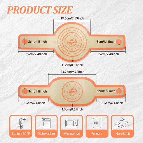 2PCS Silicone Bread Sling Oval & Round, Silicone Baking Mat for Dutch Oven Bread Baking Non-stick Bread Sling with Long Handle Sling Reusable Sour...