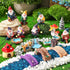 Blue European Country House Garden Miniature Accessories, Garden Kit, Garden Animals, Resin Miniature Figurines Dollhouse Accessories Micro Landsc...