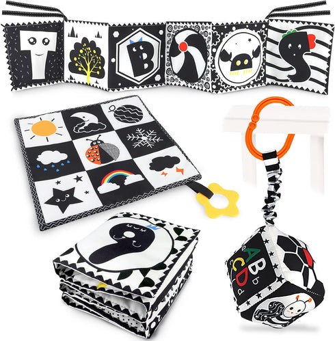 Black and White High Contrast Baby Toys 0-3 Months for Newborn, Montessori Toys Sensory Infant Tummy Time Toys Baby Essentials 0-6 Gifts...