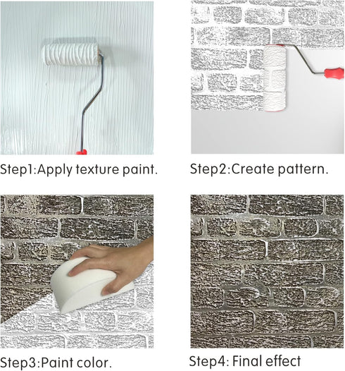 8'' Patterned Paint Roller for Wall Decoration Classic Brick Embossing Texture Rubber Roller Decorative Household DIY Paint Art Tool for Wall Deco...