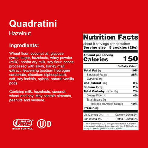 Loacker Quadratini Hazelnut Wafer Cookies, 8.82 Ounce...