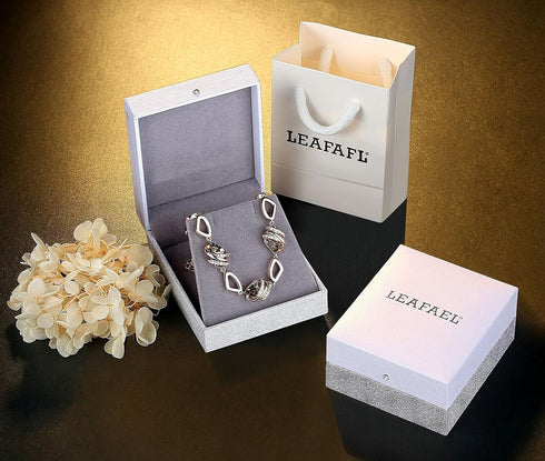 Leafael Wish Stone Link Charm Bracelet with Birthstone Crystals, Rose Gold Plated or Silver-tone, 7"+2"...